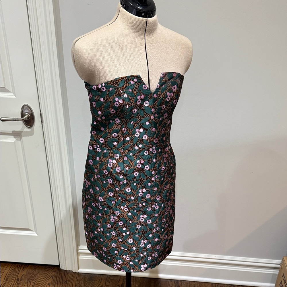 Eva Franco sweetheart green embordered mini dress 6